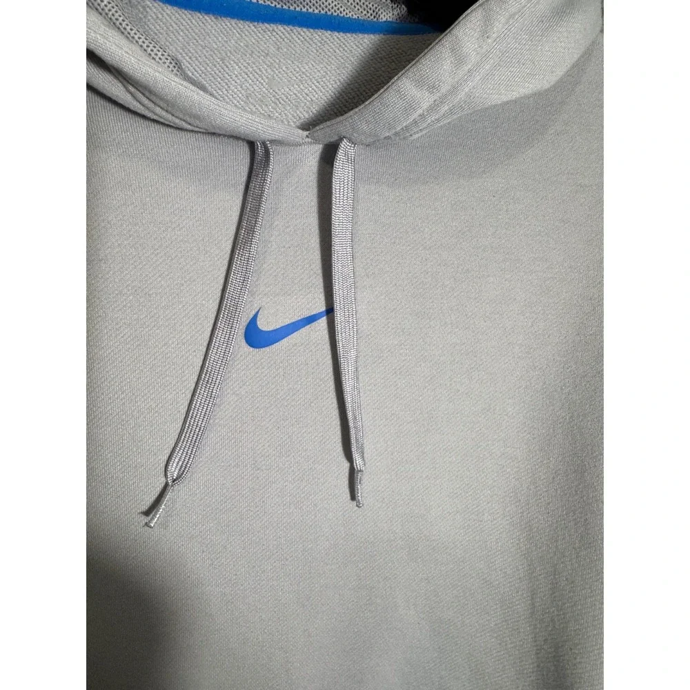 Nike Womens Grey Hoodie Blue Swoosh‎ Pullover Sweatshirt Size M